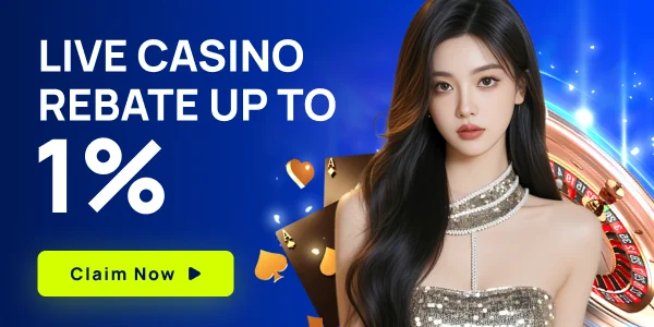 KK8 promotion banner: Live Casino Rebate Up to 1%