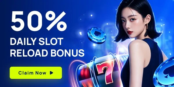 KK8 promotion banner: 50% Daily Slot Reload Bonus